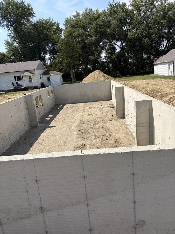 Foundation and construction site during an early building stage